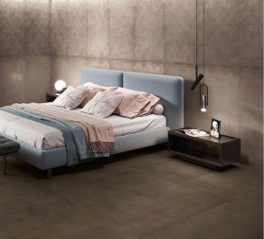 Vloertegel 60×120 cm betonlook Garda bruin moka CC32 - in de slaapkamer gebruikt