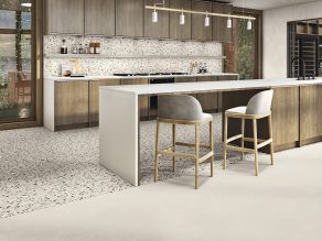 Vloertegel 60×60 cm terrazzo-look beige A342 - in de keuken gebruikt